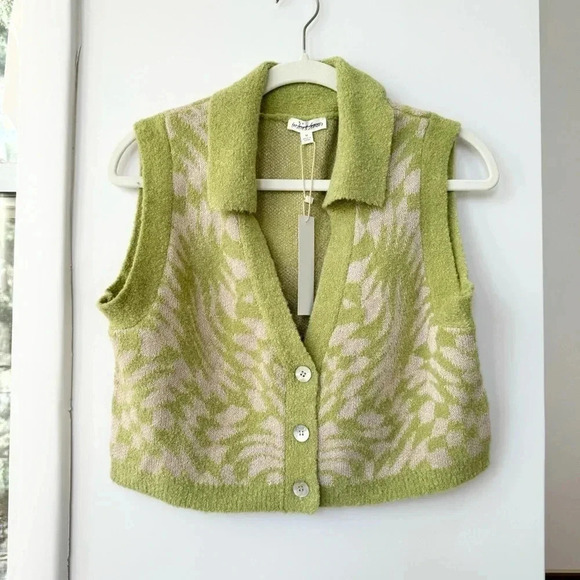 NWT For Love and Lemons Simone Wide Leg Two Piece Sweater Set Green Medium - Picture 12 of 17